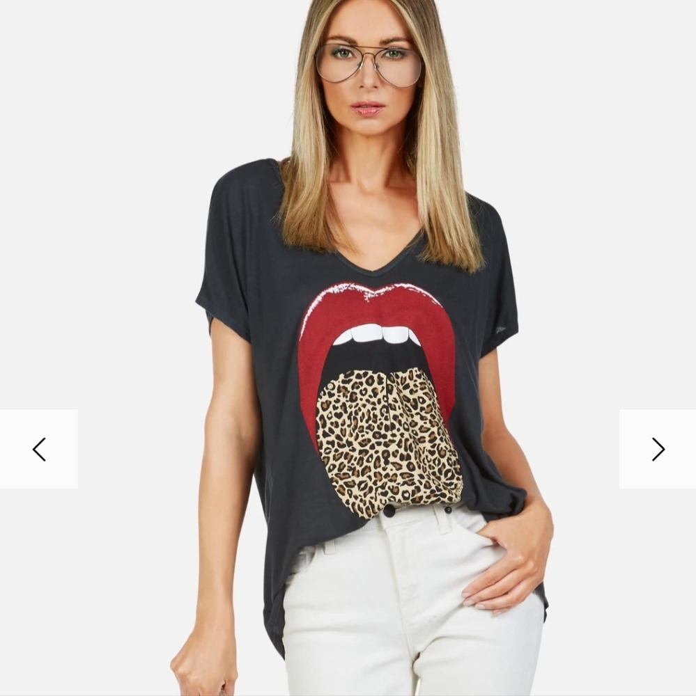 Lauren Moshi April Leopard Tongue Tee